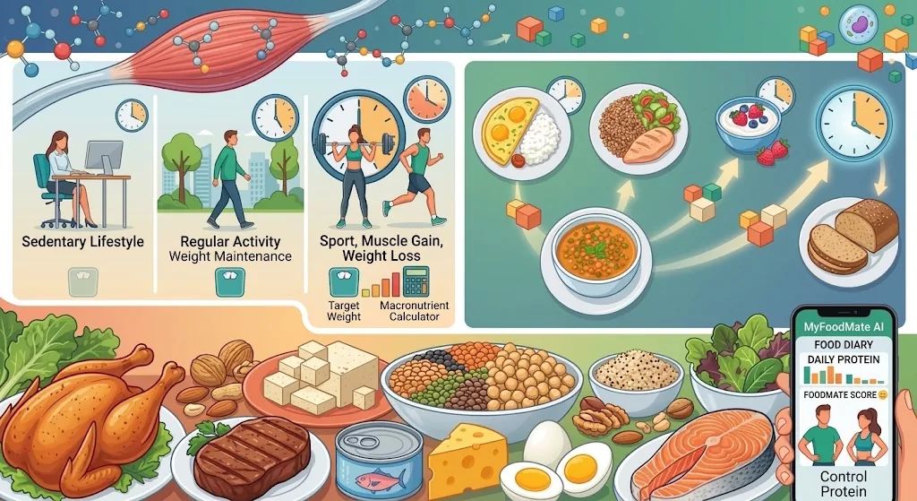 Dietary protein: recommended intake and sources