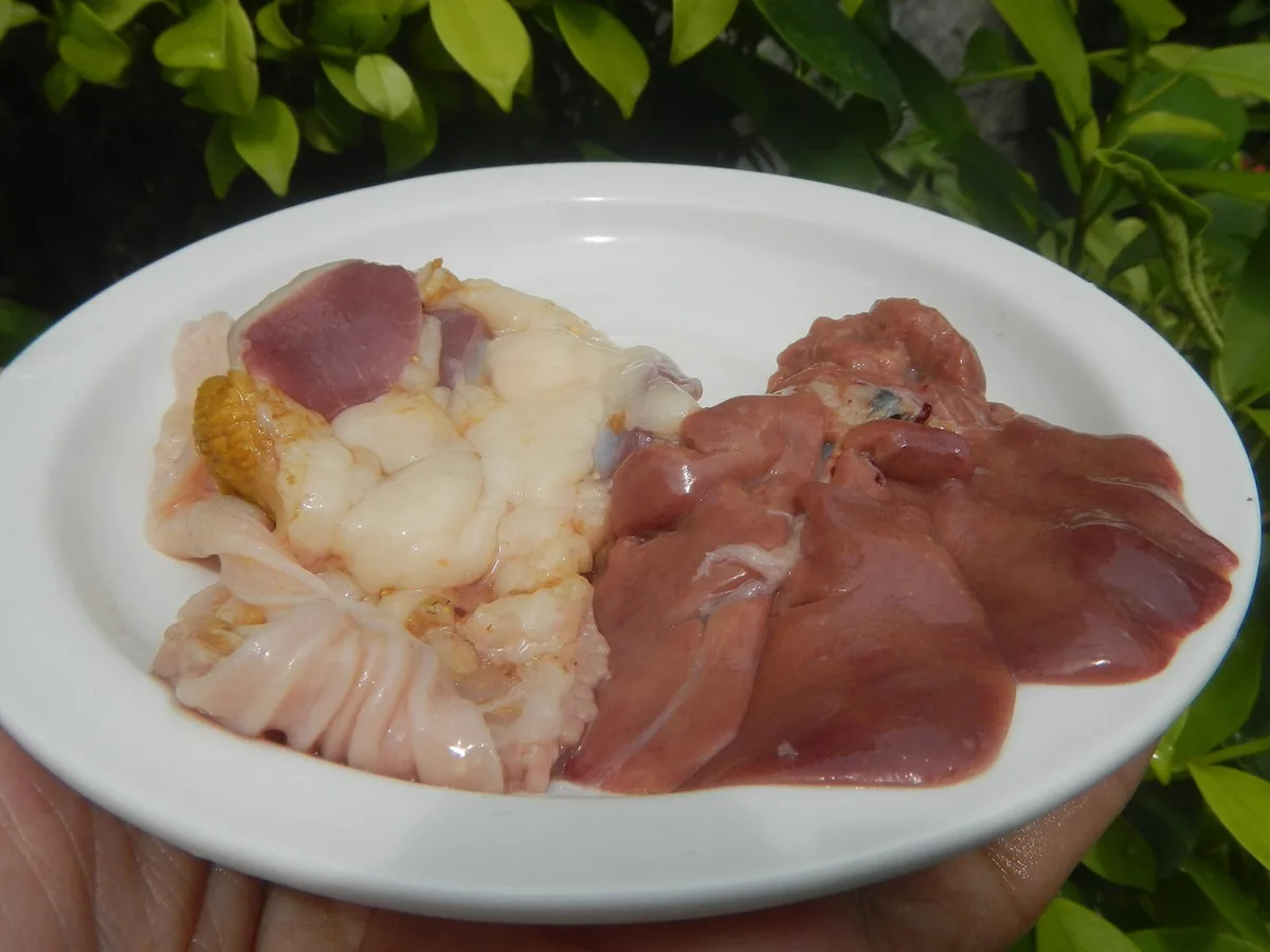 Raw chicken liver on a plate
